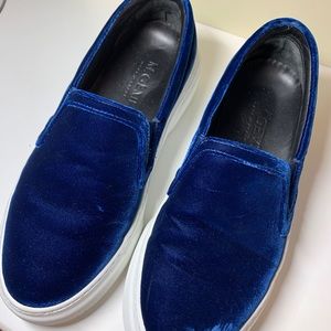 M. Gemi blue velvet slip on sneakers